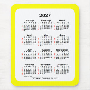 2027 Yellow Two Tone 52 Week Calendar by Janz Mouse Pad