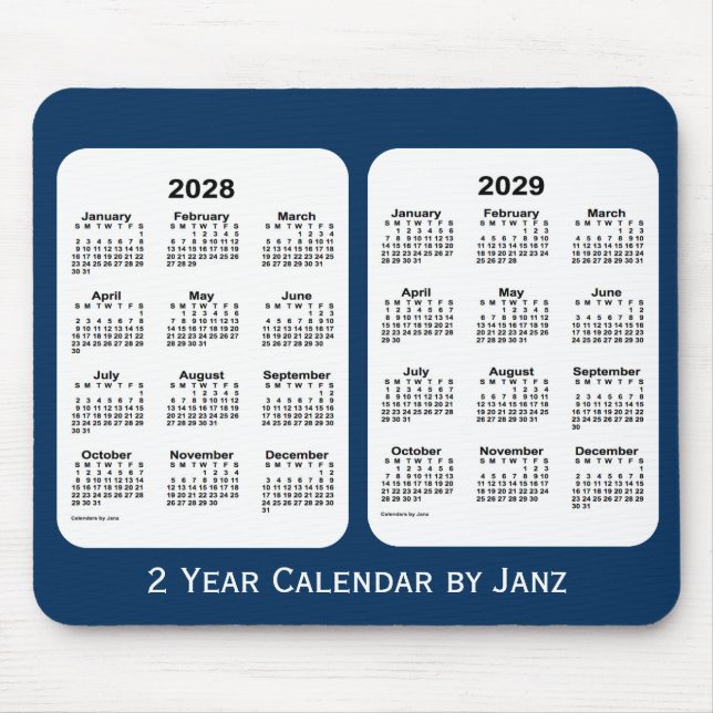 2028-2029 Police Box Blue 2 Year Calendar by Janz Mouse Pad (Front)