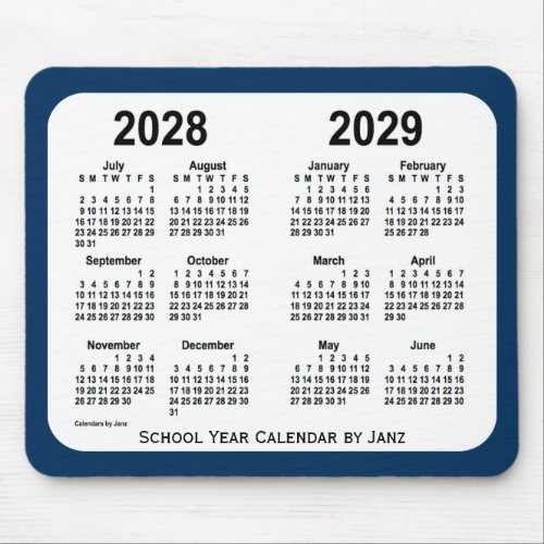 2028_2029 Police Box Blue School Calendar by Janz Mouse Pad