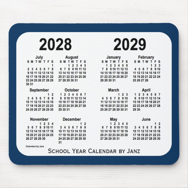 2028-2029 Police Box Blue School Calendar by Janz Mouse Pad (Front)