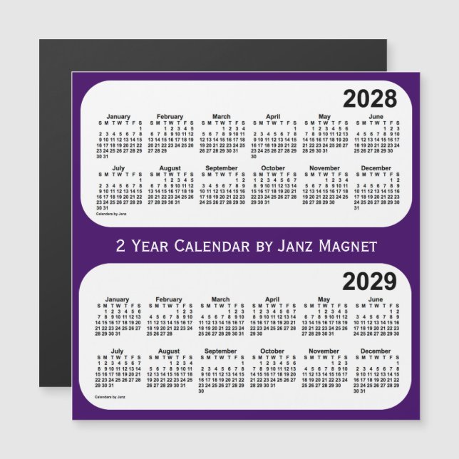 2028-2029 Purple 2 Year Calendar by Janz Magnet (Front/Back)