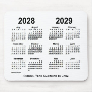 2028-2029 White School Calendar by Janz Mouse Pad