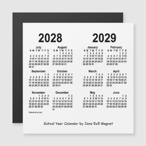 2028_2029 White School Year Calendar by Janz