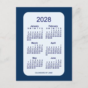 2028 Alice Blue 6 Month Mini Calendar by Janz Postcard