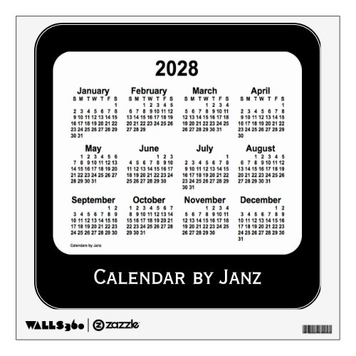 2028 Black and White Calendar by Janz Wall Decal