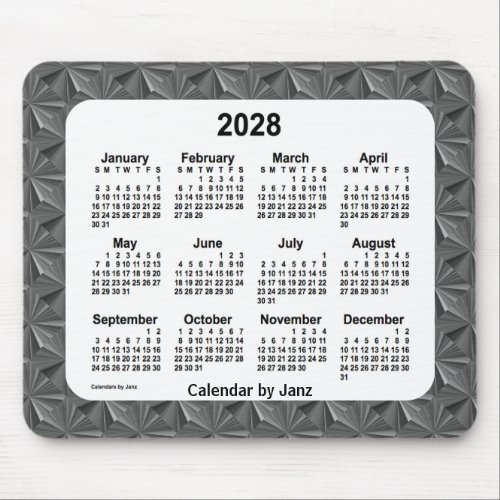 2028 Black Diamonds Calendar by Janz Mouse Pad