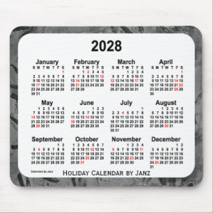 2028 Black Holiday Art Calendar by Janz Mouse Pad