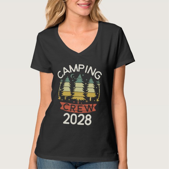 2028 Camping Crew Family Camping Trip Matching New T-Shirt (Front)