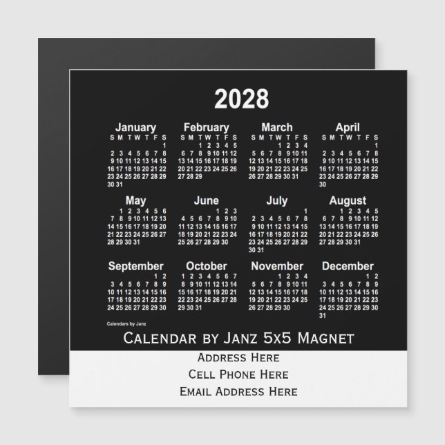 2028 Neon White Business Calendar by Janz (Front/Back)