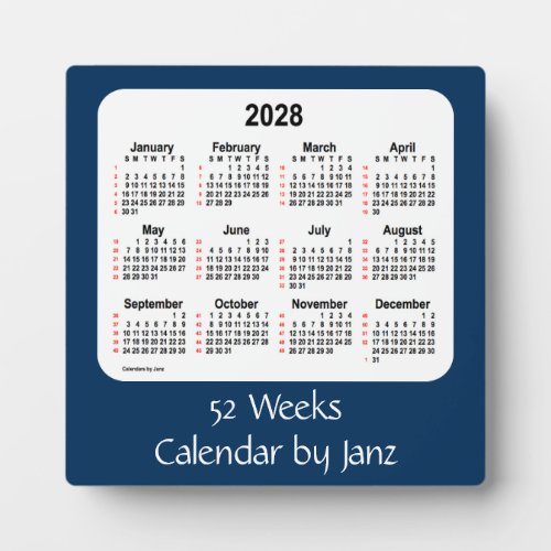2028 Police Box Blue 52 Weeks Calendar by Janz Plaque