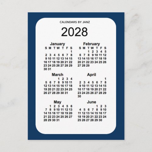 2028 Police Box Blue 6 Month Mini Calendar by Janz Postcard