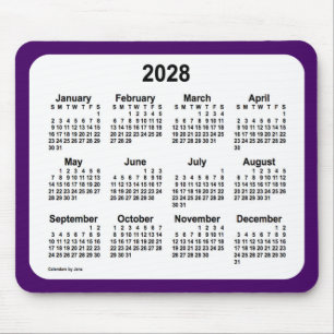 2028 Purple and White Calendar by Janz Two Tone Mouse Pad