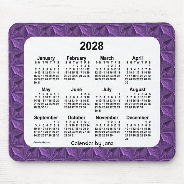 2028 Purple Diamonds Calendar by Janz Mouse Pad (Front)