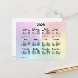 2028 Rainbow Cloud Mini Calendar by Janz Postcard