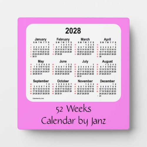 2028 Violet 52 Weeks Calendar by Janz Plaque