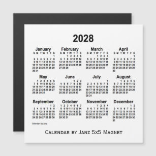 2028 White Calendar by Janz 5x5 Magnet