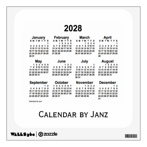 2028 White Calendar by Janz Wall Decal