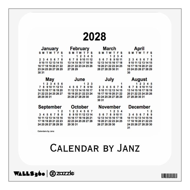 2028 White Calendar by Janz Wall Decal (Front)