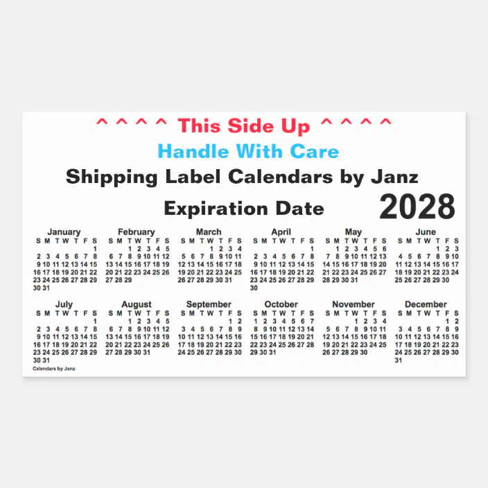 2028 White Shipping Calendar By Janz Rectangular Sticker | Zazzle.com
