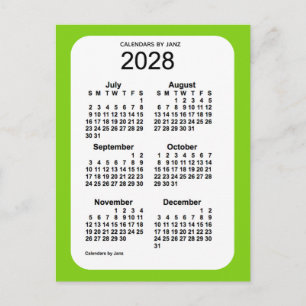 2028 Yellow Green 6 Month Mini Calendar by Janz Postcard