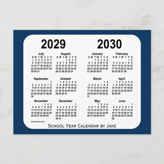 2029-2030 Police Box Blue School Calendar by Janz Postcard (Front)