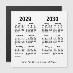 2029-2030 White School Year Calendar by Janz