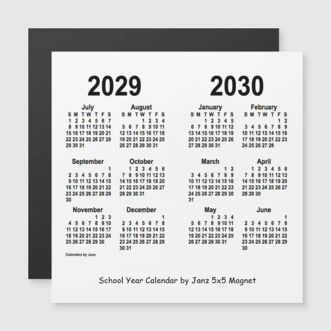 2029-2030 White School Year Calendar by Janz | Zazzle