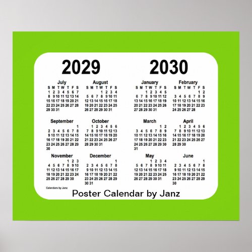 2029_2030 Yellow Green School Calendar by Janz Poster