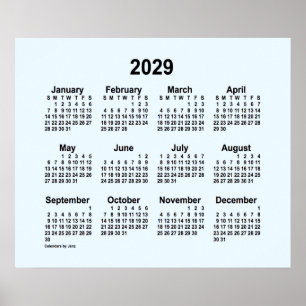 2029 Alice Blue Calendar by Janz Print