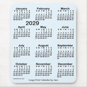 2029 Alice Blue Large Print Calendar by Janz Mouse Pad