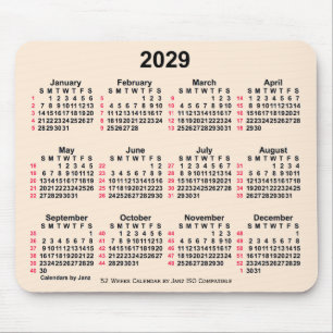 2029 Antique White 52 Weeks ISO Calendar by Janz Mouse Pad