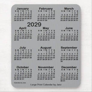 2029 Battleship Gray Large Print Calendar by Janz Mouse Pad