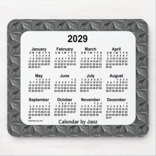 2029 Black Diamonds Calendar by Janz Mouse Pad