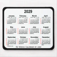 2029 Black Two Tone 52 Weeks Calendar by Janz Mouse Pad | Zazzle