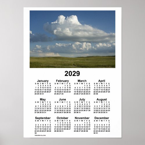 2029 Nebraska Sandhills Calendar by Janz Poster