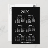 2029 Neon White 6 Month Mini Calendar by Janz Postcard (Front/Back)