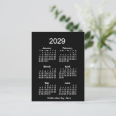 2029 Neon White 6 Month Mini Calendar by Janz Postcard (Standing Front)