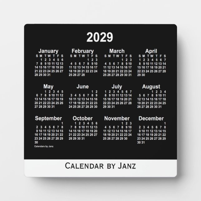 2029 Neon White Desk Calendar by Janz Plaque (Front)