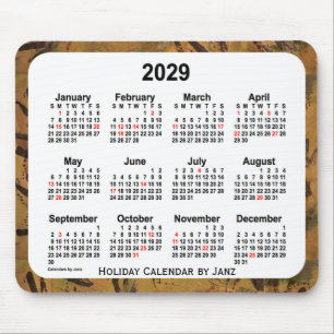 2029 Orange Holiday Art Calendar by Janz Mouse Pad