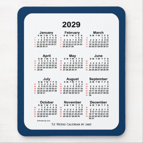 2029 Police Box Blue 52 Week Calendar by Janz Mouse Pad