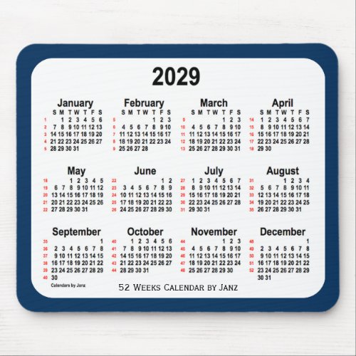 2029 Police Box Blue 52 Weeks Calendar by Janz Mouse Pad