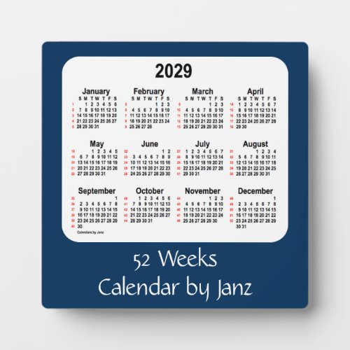 2029 Police Box Blue 52 Weeks Calendar by Janz Plaque