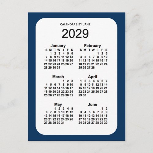 2029 Police Box Blue 6 Month Mini Calendar by Janz Postcard