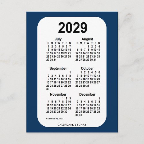 2029 Police Box Blue 6 Month Mini Calendar by Janz Postcard