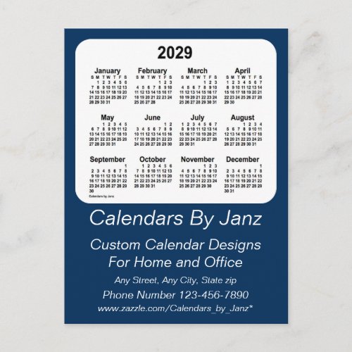 2029 Police Box Blue Business Calendar by Janz Postcard