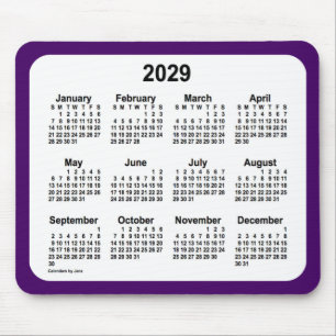 2029 Purple and White Calendar by Janz Two Tone Mouse Pad