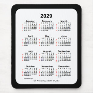 2029 Two Tone Black 52 Week Calendar by Janz Mouse Pad