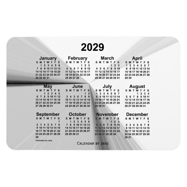 2029 Vanishing Smoke Calendar by Janz 4x6 Magnet (Horizontal)