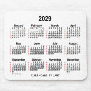 2029 White 52 Weeks Calendar by Janz Mouse Pad