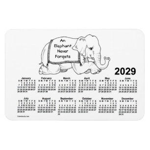 2029 White Elephant Calendar by Janz 4x6 Magnet
